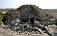 The remains of the settlement made of two-story houses near the town of Provadia. (Click on image to view larger.)